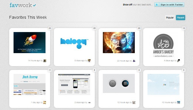 Favwork. An interesting alternative to Dribbble.