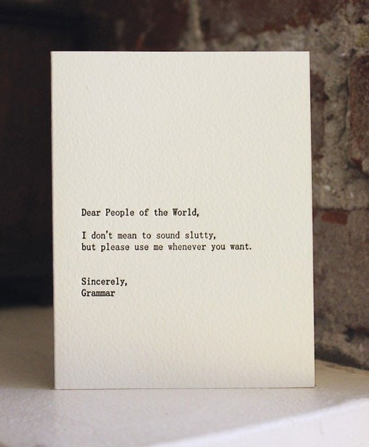 Letterpress Grammar Card